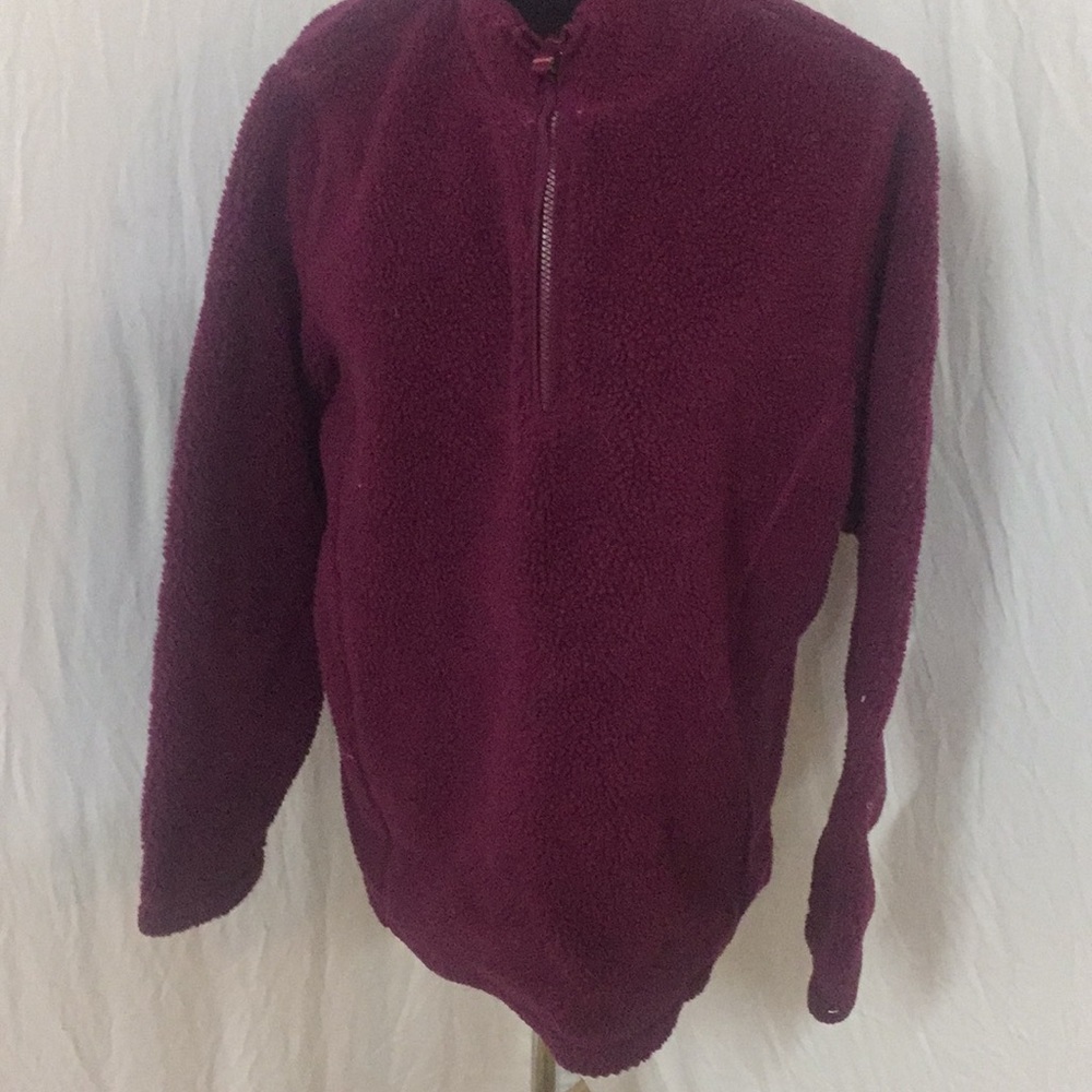 LANDS END L LINED FAUX SHEARLING PULLOVER JACKET